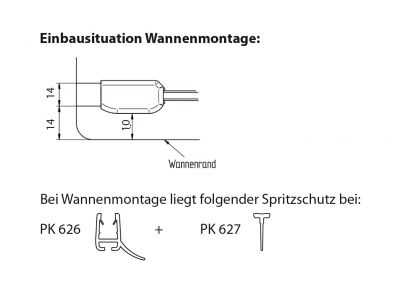 Wannenrandmontage der Eckdusche auf Maß mit Drehtür und verkürzter Seitenwand